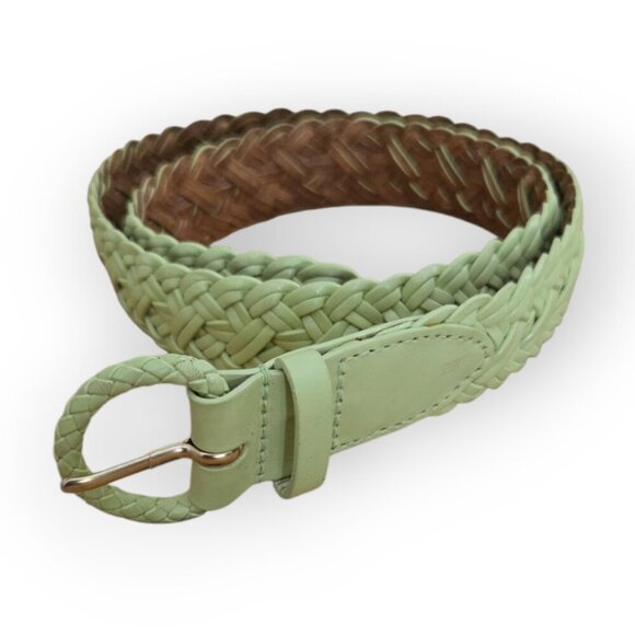 Talbots Light Green Genuine Leather Braided Belt S NWOT - Picture 1 of 8